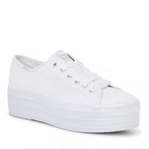 Keds white sequin Triple Up Platform Sneakers. Size 7.